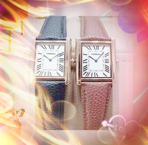 Tank Roman Series Titta på Ladies Quartz Movement Luxury Wristwatch Rectangle Small Dial Designer Leather Strap 28mm Women's Medium Size Men's Large 31mm Watches Presents