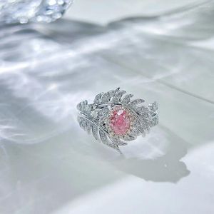 Cluster Rings CNZX2023 Fine Jewelry Real 18K Gold 0.500ct Pink Diamonds Wedding Engagement Female For Women Ring TX