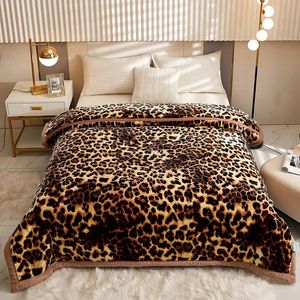 Filtar Nordic Super Soft Faux Päls Filt Luxury Home Decorative Winter Warm Plush Thick For Bed Soffa Leopard Print Quilt 231218