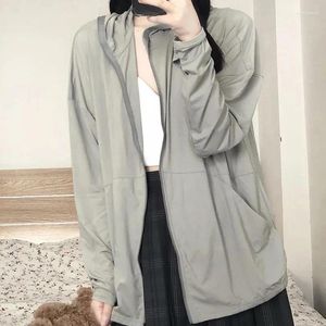 Women's Jackets 2023 Spring Coat Fashion Versatile Zipper Sports Long Sleeve Half High Neck Loose Sunscreen Jacket