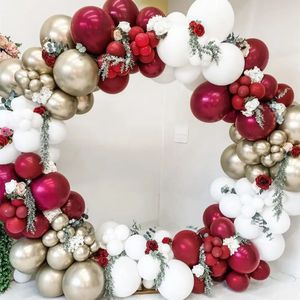 Другое мероприятие поставляется 1Set Burgundy Wine Red Balloons Garland Kit Ruby Red Balloon Arck Gold Chrome Balloons Day Dece Dec