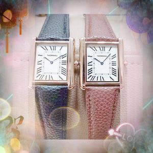 Классические элегантные дизайнерские часы женские мужские кварцевые модные простые часы с двумя булавками в стиле квадратный римский танковый циферблат розовое золото серебряный цвет милые наручные часы подарки