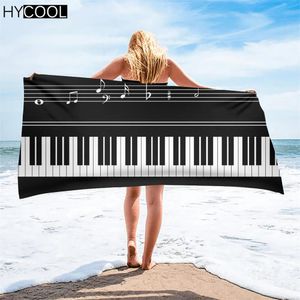 Set Hot Style Women Män barn möter badade hemhanddukar Musikanteckningar Pianotryck snabb torr supermjuk strand badhandduk xmas toallas