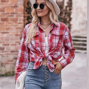 Women's Blouses Leisure Fashion Loose Plaid Shirt Spring /Autumn Pocket Office Blouse Ropa Femenina Vintage Camisas Y Blusas De Mujer Tops