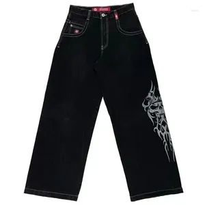 Kvinnor s jeans streetwear jnco y k haruku män kvinnor hip hop grafik retro blå baggy denim byxor goth hög midja breda byxor