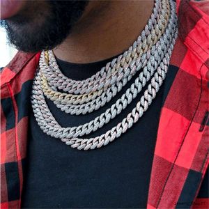 Hip Jewelry Men's 925 Sterling Silver 10mm CZ Gold Filled Cuban Link Chain Bracelet Set Iced Out Miami Cuban Chain Necklace