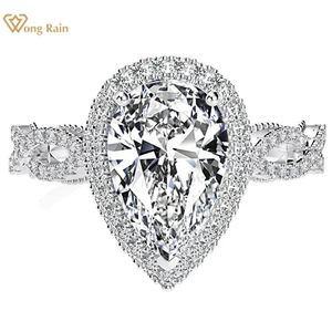 Bröllopsringar Wong Rain Luxury 100% 925 Sterling Silver 3 Ct Pear Created Gemstone Wedding Engagement Ring Fine SMEE sack Partihandel 231218