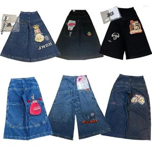 Jeans masculinos jnco y2k homens roupas baggy hip hop harajuku americano vintage streetwear bordado gráficos moda goth perna larga