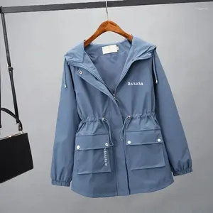 Women's Trench Coats 2023 Spring Autumn Jacket Thin Outwear All-match Casual Short Loose Windbreaker Female Hooded Plus Size Coat