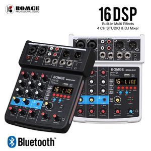 Mixer Bomge BMG04F 4 -kanal Audio Mixer Sound Interface 16 DSP Bluetooth USB Mixing Console för YouTube Heminspelning, Streaming