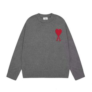 Suéter unissex masculino designer amis suéter moda feminina marca de luxo suéter solto linha a pequeno coração vermelho casal preguiçoso top gola alta 45
