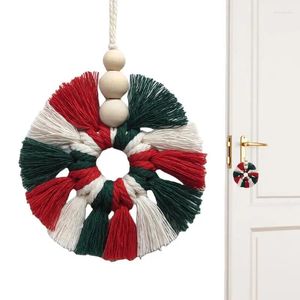 Decorative Flowers Multicolor Christmas Woven Wreath Knitted Wall Art Ornament Sign Decorations For Home School Office