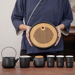 Наборы чайной посуды Японский грубый керамический чайный сервиз в комплекте с домашними деловыми подарками Подарочная коробка Поднос Горшок