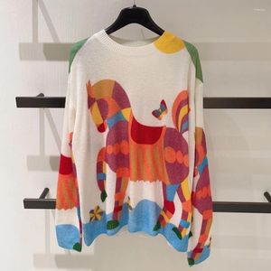 Womens Hoodies Horse Designer Print tröja T-shirt Knitkläder för kvinnor Pullover Tops 2023 Vinterutrustning Damski Tshirts