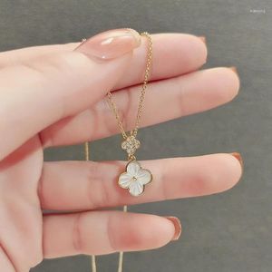 Kedjor Clover Necklace Dainty Zodiac for Women Gold Plated rostfritt stål hängsmycken gåvor