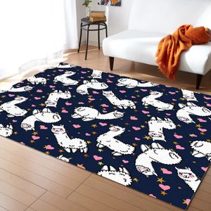 Carpets Alpaca Heart Shaped Star Living Room Floor Mat Children's Room Bedroom Bedside Carpet Kitchen Door Mat 231218