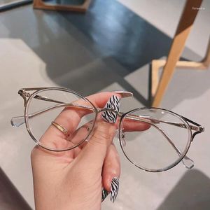 Sunglasses Frames UVLAIK Optical Cat Eye Glasses Frame Women Blue Light Blocking Round Metal Eyeglasses Art Retro UV400 Protection