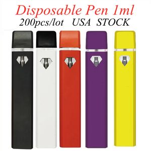 USA STOCK 1.0ML Disposable Vape Pen E-cigarette Pod Thick Oil Empty Palm Size Box Shaped Pens Rechargeable 280mah Battery Ceramic Coil Vaporizer D7 200PCS/LOT