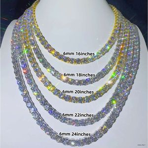 Hip hop Jewelry 6.5mm Sier VVS Diamond necklace chain Fashion Iced out Moissanite Tennis Chain