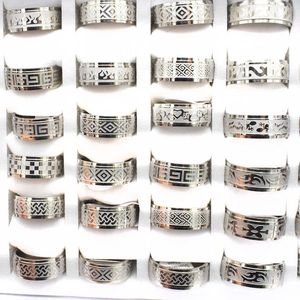 Anéis de banda 20 peças/lote mix estilo vintage anéis de aço inoxidável atacado jóias masculinas boêmio anéis de declaração largura por atacado 8mm 231218