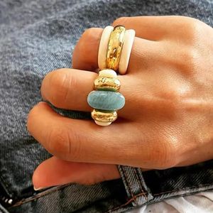 Кольца-кольца синие ite кольца для женщин, винтажные плетеные кольца, летние элегантные этнические украшения в ювелирных изделиях для 231218