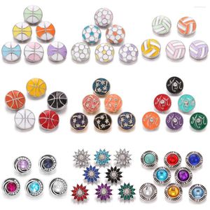 Charm Bracelets 10pcs/lot 2023 12mm Snap Button Jewelry Charms Mini Crystal Mixed Flower Buttons For Earrings Bracelet