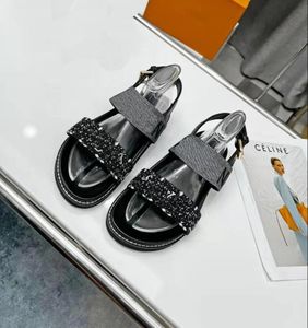 Sandaler Luxury Women Paseo Flat Comfort Sandaler Summery Denim Slipers Slides Flip Flops Slipper Storlek 3542