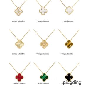 العلامة التجارية 15mm Clover Fashion Charm Single Flower Diamond Diamond Necklace Gold Designer Netlace for Women