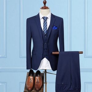 Mens Suits Blazers 3 Pieces Suit Set Dress Male Business Casual Solid Color Fashion Slim Fit Pants Vest Formal Wedding Clothing 231218