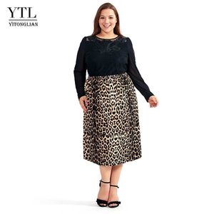 Gonne Gonne vintage taglie forti per le donne Stampa leopardata Comoda casual Vita alta Gonna lunga elasticizzata dritta 4XL 5XL 6XL 8XLH123 YQ231218