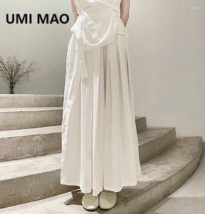 Calças femininas umi mao estilo chinês perna larga harajuku caseiro confortável solto encaixe versátil mistura de algodão calça femme y2k