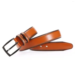 Belts Men's Leather Casual Belt Decorative Smooth With Single Prong Buckle For Business Working Office