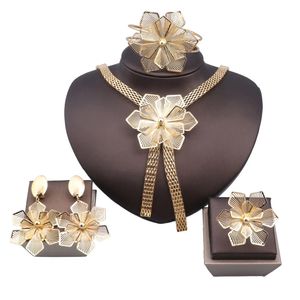 Conjunto de joias douradas dubai para mulheres, colar com borlas, brincos, pulseira, acessórios para festa de casamento