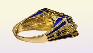 Masowe geometryczne kwadratowe pierścienie złotego palca mężczyźni Buddyzm czakra wypełniona henna okrągła cyrkon kamienna biżuteria Z3P332 klaster1950258
