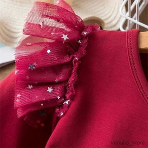 Mädchenkleider Pailletten Prinzessin Kleid für Mädchen Herbst Langarm Geburtstagsfeier Girl Kostüm 4-10t Kid Rote Weihnachten Neujahr Tulle Vestido