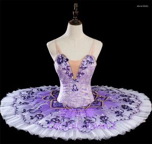 Palco desgaste strass embelezar alta qualidade profissional tamanho personalizado adulto meninas lilás pássaro ballet tutu trajes