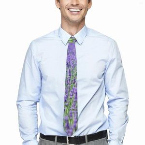 Papillon Cravatta da uomo Campi di lavanda Collo Natura Fiori viola Colletto elegante Abbigliamento quotidiano Accessori per cravatte di qualità per feste