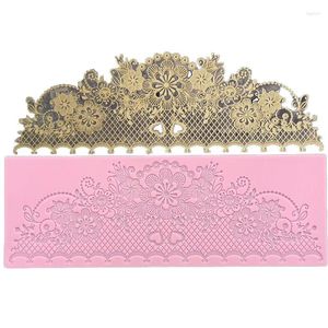 Baking Moulds Crown Flower Cake Lace Mat Silicone Mold Fondant Sugar Decorating Tools Bakery Stencil M664