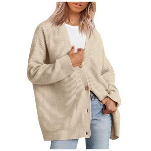女性のセーターは2023年冬秋ヨーロッパとアメリカのシンプルな万能ボタンソリッドカーディガンセーターの女性
