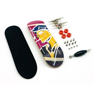 Fingerboard-Set, neues Grafik-Komplett-Holz-Finger-Skateboard mit Alu-Truck-Lagerrädern, Mini-Skateboard