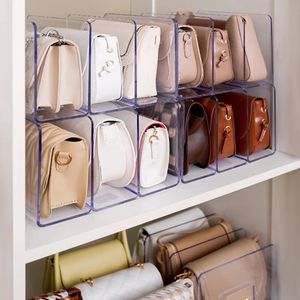 Storage Holders Racks Handbag Rack for Women Clear Acrylic Partition Display Cabinet Books Divider Organizer Luxury Bags 231218