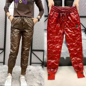 Leggings New Autumn Cotton Trousers for Women's Snow Outerwear 2023 Winter New High Waist Thick Casual Feet Harem Pants Warm Casual Pants