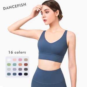 Set Dancefish klasik spor en iyi şık derin v boyun u sırt sıcak satış aktif giyim fitness eğitimi kadın yoga sütyen