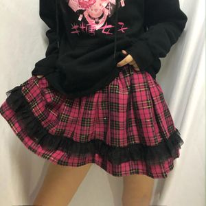 Swates Mall goth koronka lolita mini spódnica kobieta kawaii różowa plisowana plisowana pastel Got Egirl ubrania ciemne akademickie spódnice estetyczne