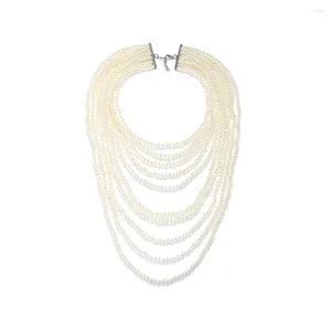 Collana Orecchini Set ZAA Perla imitazione a forma di cascata per le donne Banchetto di lusso Gioielli per feste Perle lunghe Catene per maglioni Girocollo