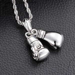 Pendant Necklaces HaoYi Stainless Steel Boxing Gs Pendant Necklace For Men Fashion Gold Silver Color Sports Jewelry AccessoriesL231218