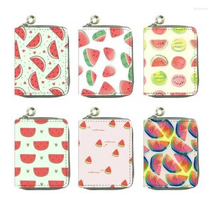 Carteiras Frutas Melancia Impressão PU Carteira Curto Saco Infantil Estudante Mulheres Zipper Bolsa Porte Monnaie Femme