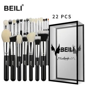 Brushes BEILI Black Premium Professional 22pcs Makeup Brushes Set Powder Foundation Goat hair Eyeshadow Blending Beauty Make up Brushes 20