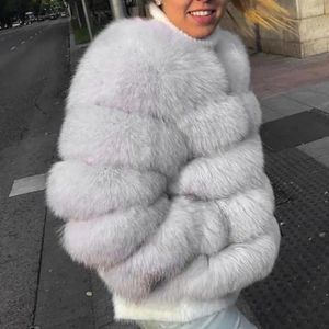 Kvinnorjackor Kvinnor Polyester Jacket Stylish Imitation Coat for Ladies Faux Fur Elegant Solid Color Autumn