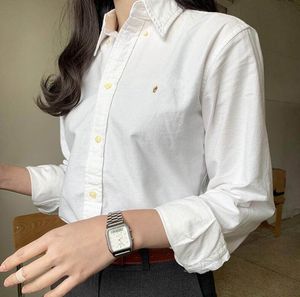 미국 캐주얼 폴로 조랑말 블라우스 여성의 느슨한 옷깃 목면 셔츠 디자이너 화려한 말 자수 여성 패션 긴 슬리브 스웨트 셔츠